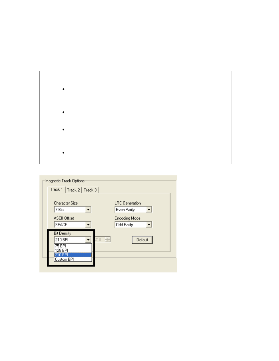 Using the bit density dropdown list, Using the bit density dropdown list -73 | FARGO electronic HDPii User Manual | Page 260 / 373