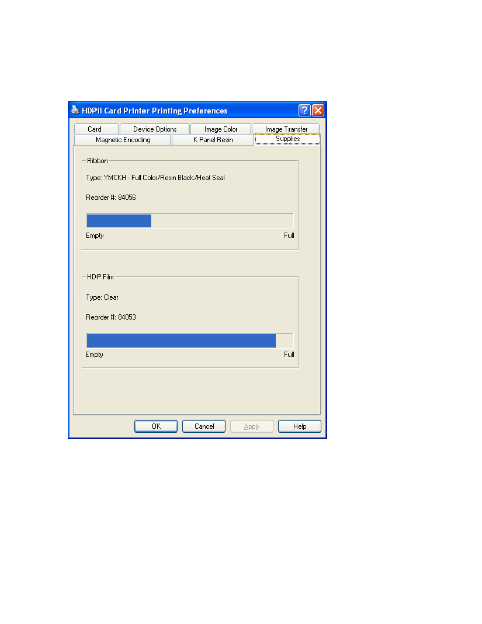 Reviewing information on the supplies tab | FARGO electronic HDPii User Manual | Page 281 / 373