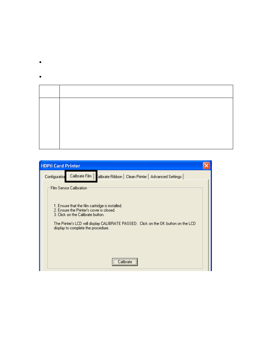 Selecting the calibrate film tab, Selecting the calibrate film tab -21 | FARGO electronic HDPii User Manual | Page 302 / 373