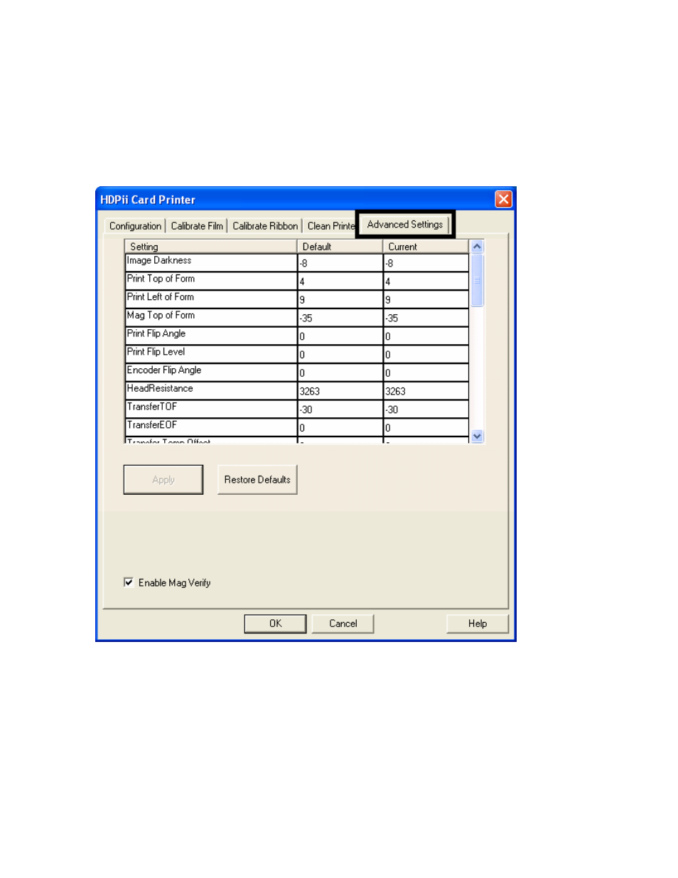 Selecting the advanced settings tab, Selecting the advanced settings tab -26 | FARGO electronic HDPii User Manual | Page 307 / 373