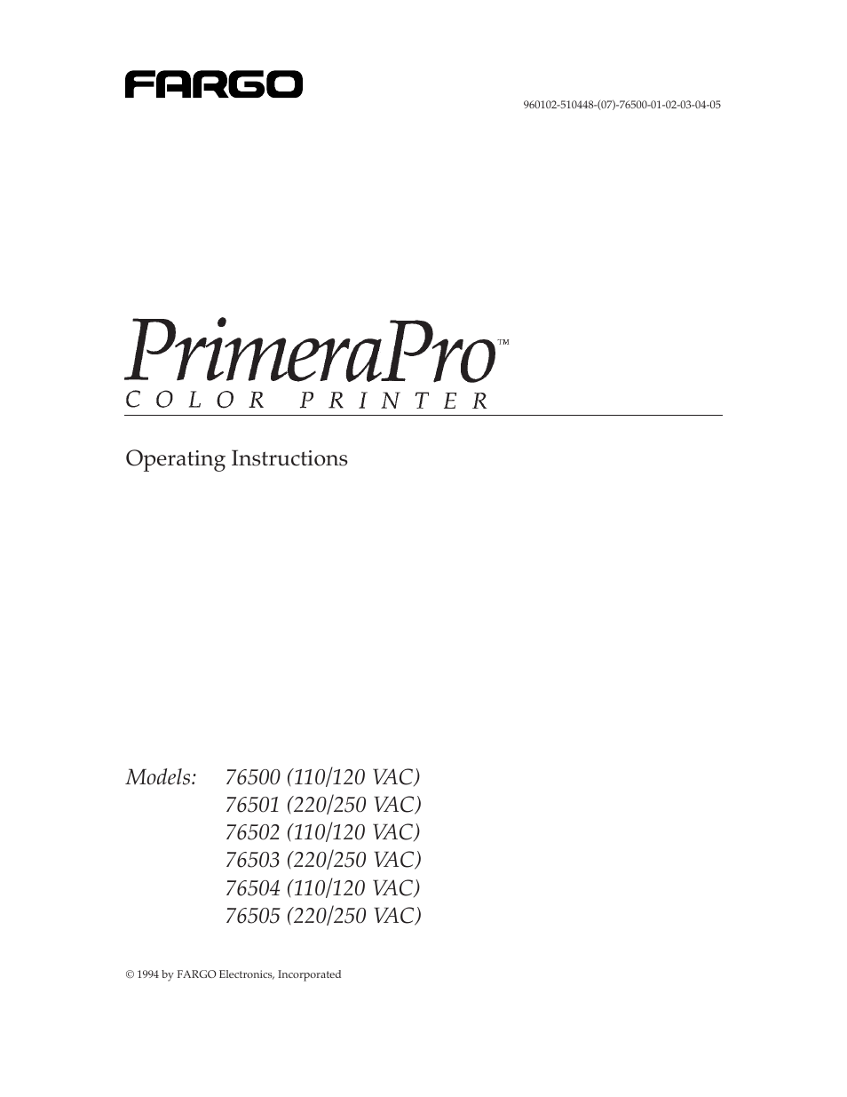 FARGO electronic 76503 User Manual | 95 pages