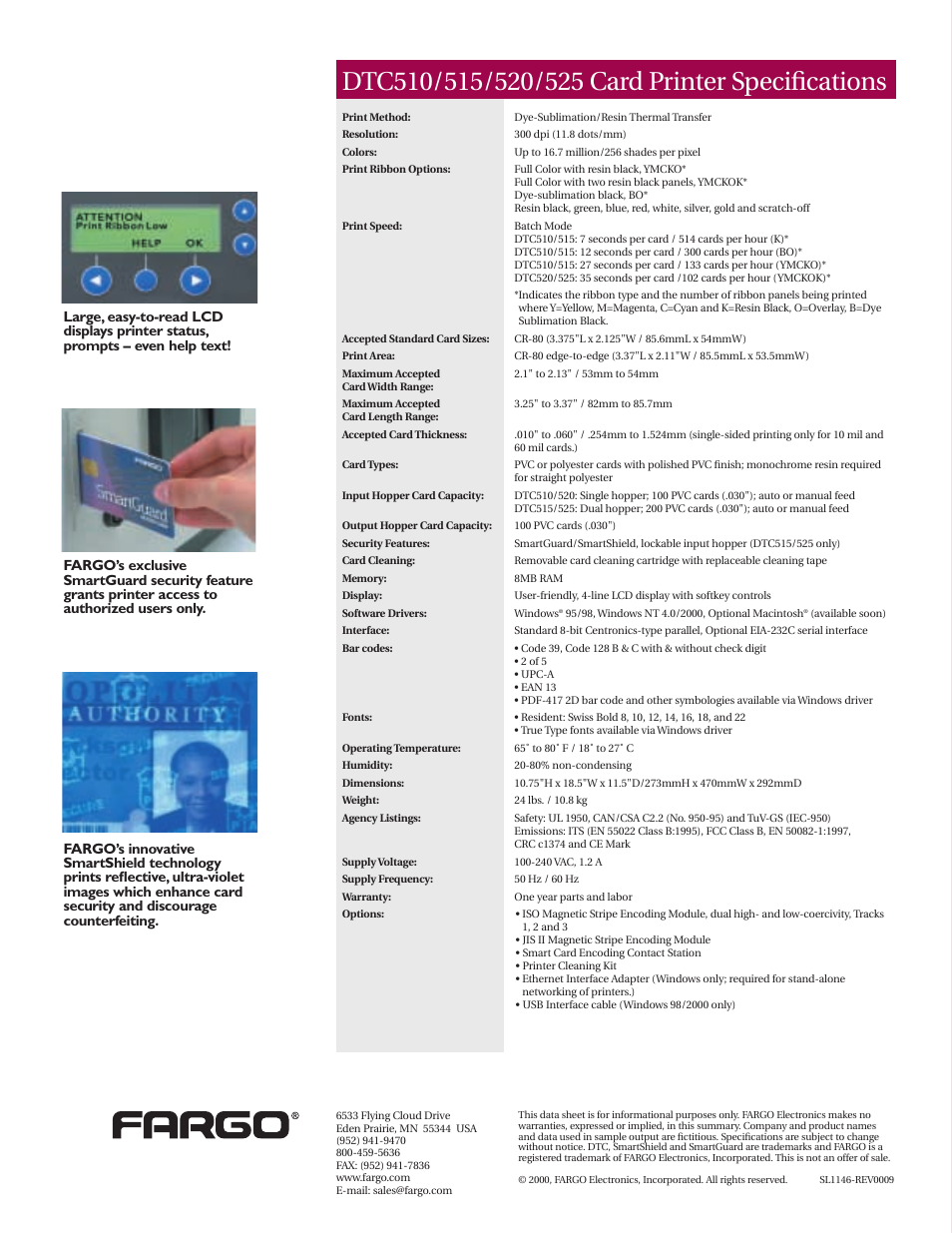 FARGO electronic DTC500 Series User Manual | Page 4 / 4