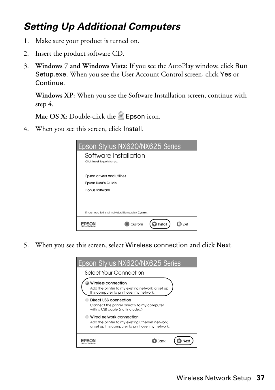 Setting up additional computers | FARGO electronic STYLUS NX625 User Manual | Page 37 / 60