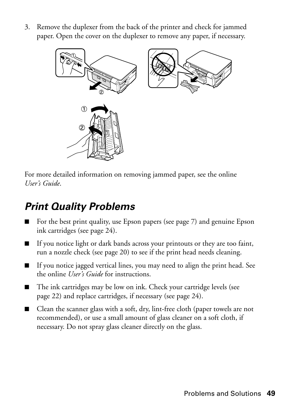 Print quality problems | FARGO electronic STYLUS NX625 User Manual | Page 49 / 60