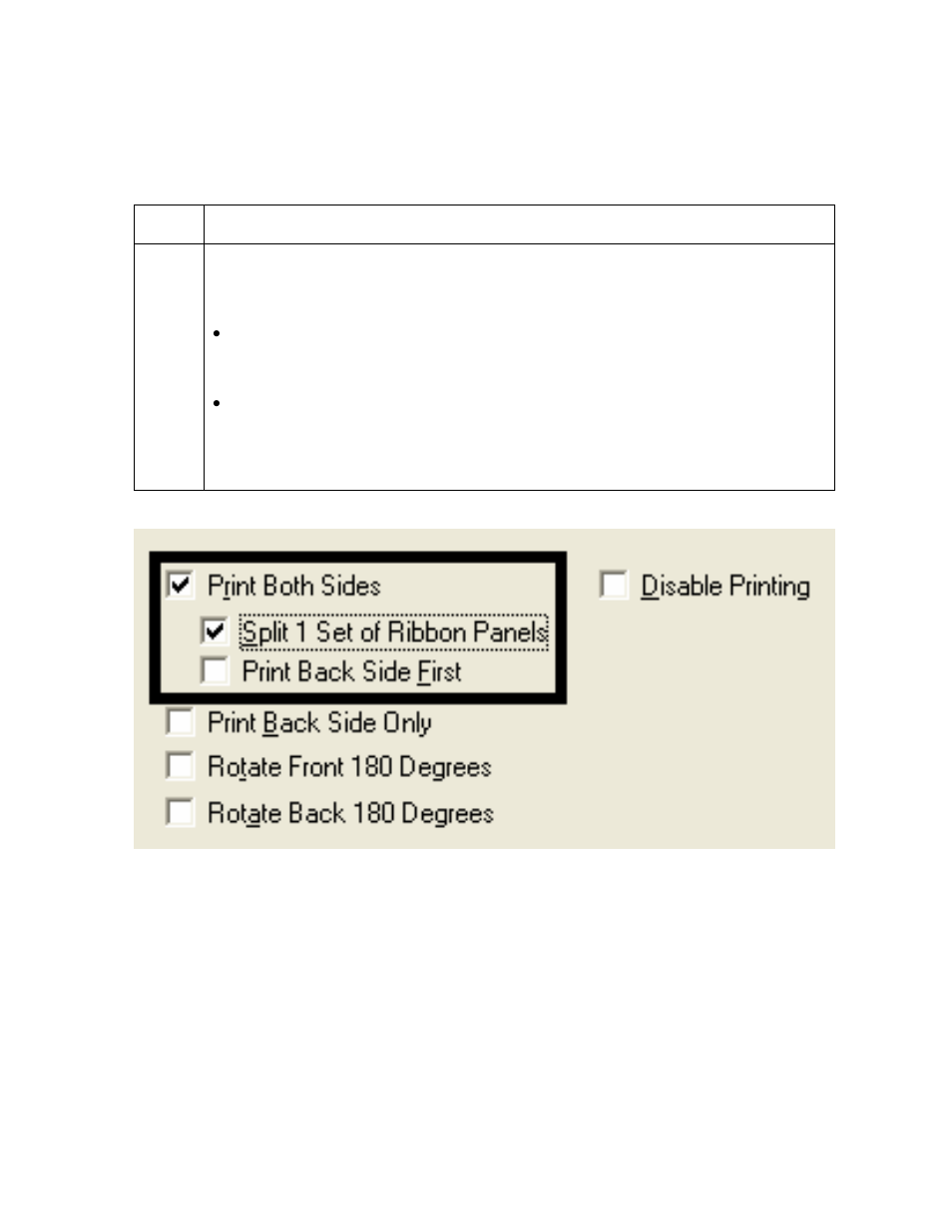 Using the split 1 set of ribbon panels option -23, Using the split 1 set of ribbon panels option | FARGO electronic C30 User Manual | Page 130 / 298