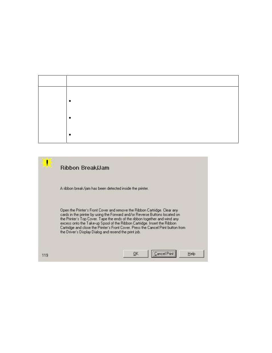 Resolving a ribbon break jam error -19, Resolving a ribbon break jam error | FARGO electronic C30 User Manual | Page 72 / 298