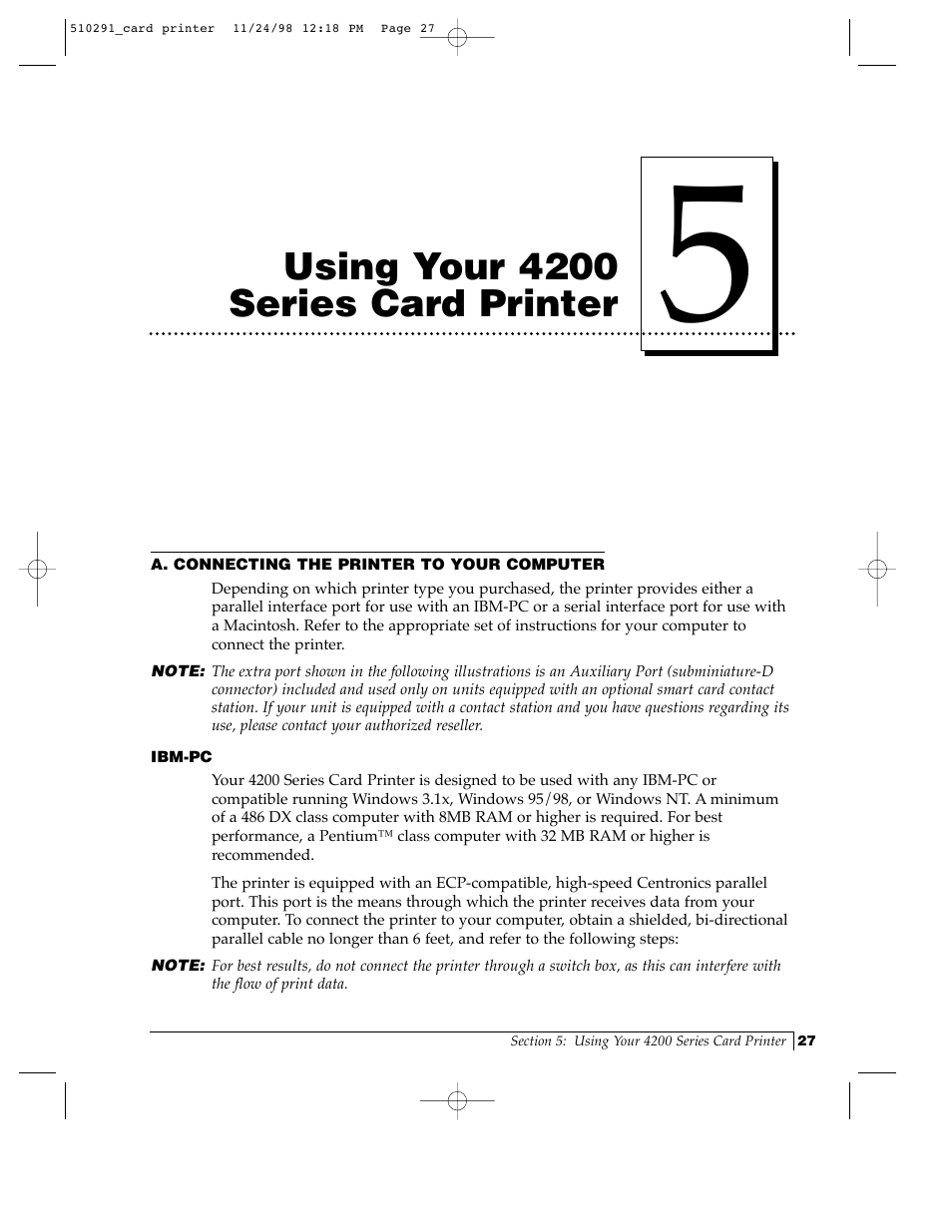Using your 4200 series card printer | FARGO electronic Card Printer User Manual | Page 32 / 96