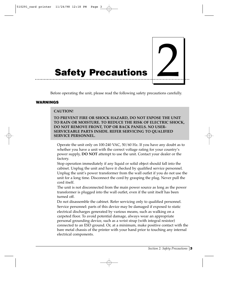 Safety precautions | FARGO electronic Card Printer User Manual | Page 8 / 96