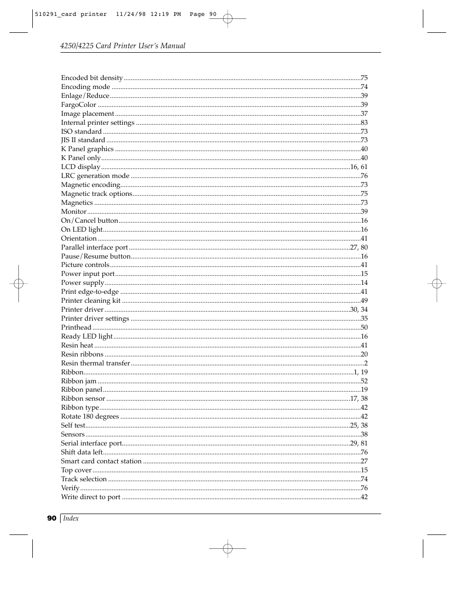 FARGO electronic Card Printer User Manual | Page 95 / 96