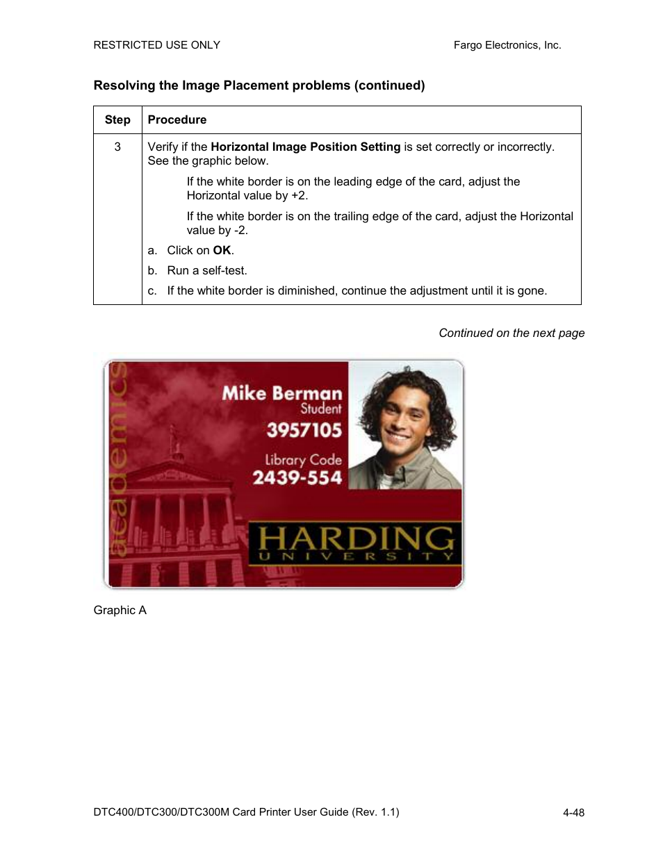 Resolving the image placement problems (continued) | FARGO electronic DTC400 User Manual | Page 105 / 278