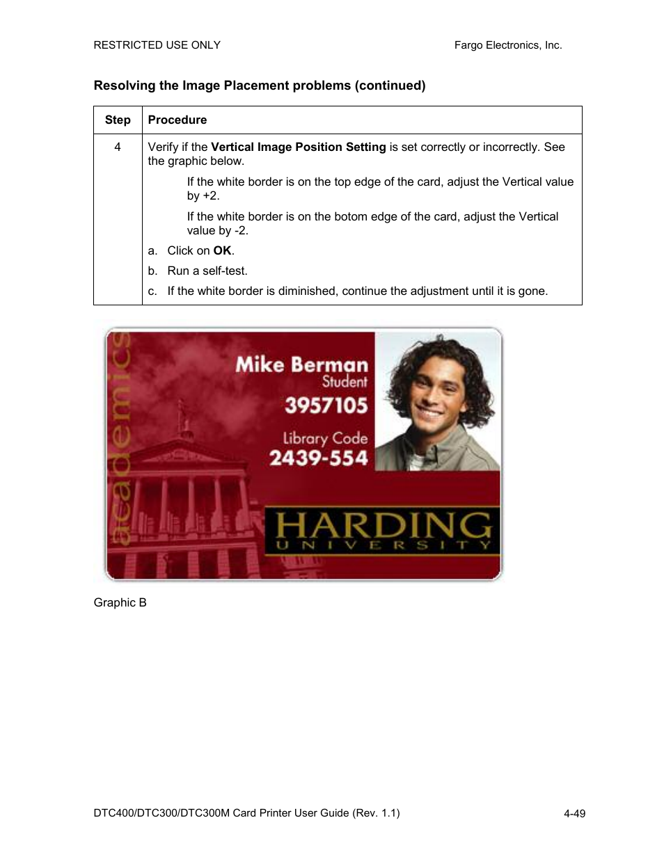 Resolving the image placement problems (continued) | FARGO electronic DTC400 User Manual | Page 106 / 278
