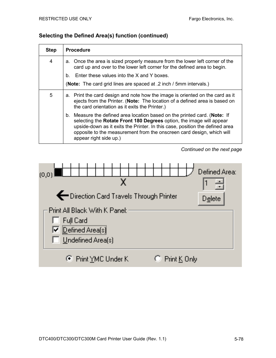 Selecting the defined area(s) function (continued) | FARGO electronic DTC400 User Manual | Page 188 / 278