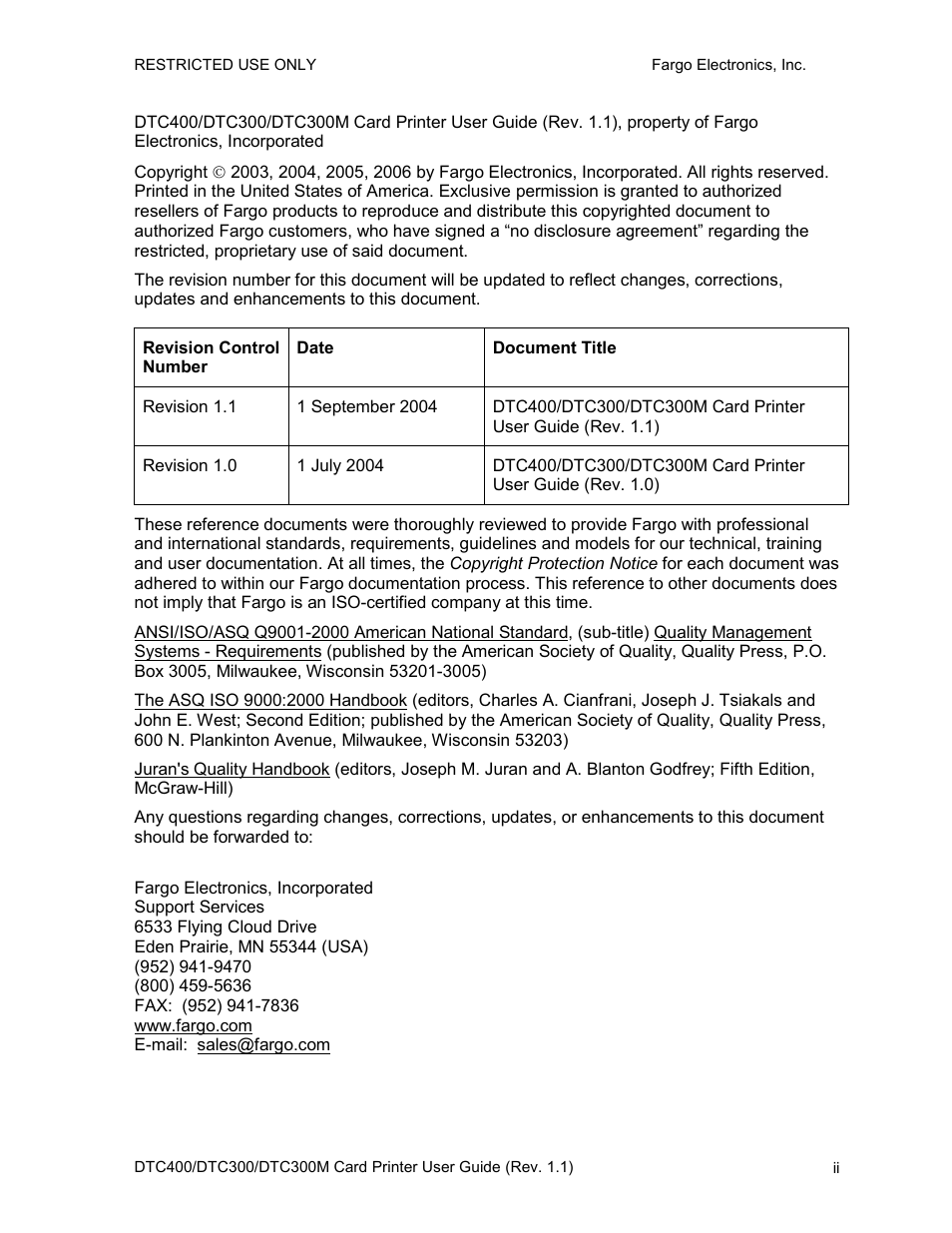 FARGO electronic DTC400 User Manual | Page 2 / 278