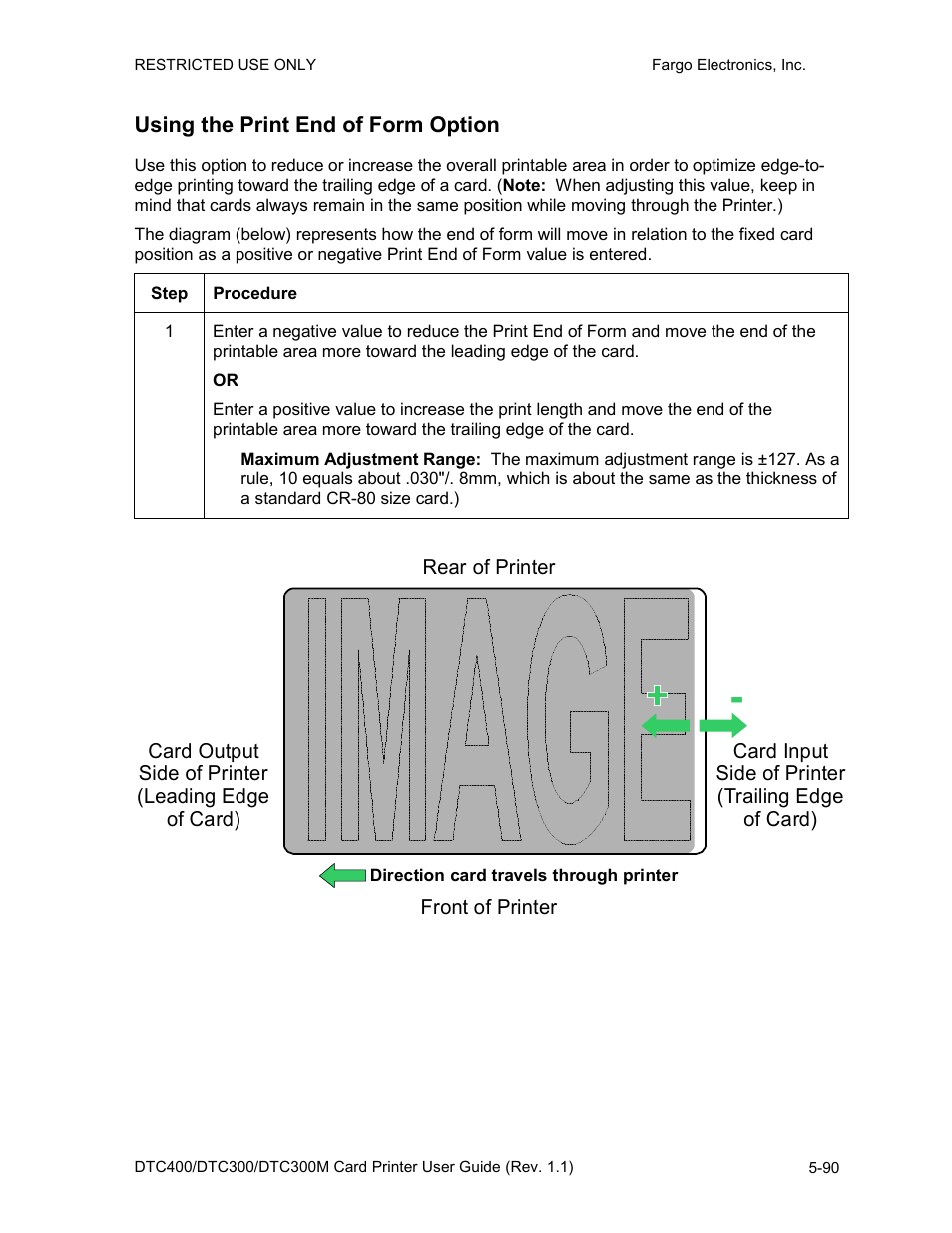 Using the print end of form option, Using the print end of form option -90 | FARGO electronic DTC400 User Manual | Page 200 / 278