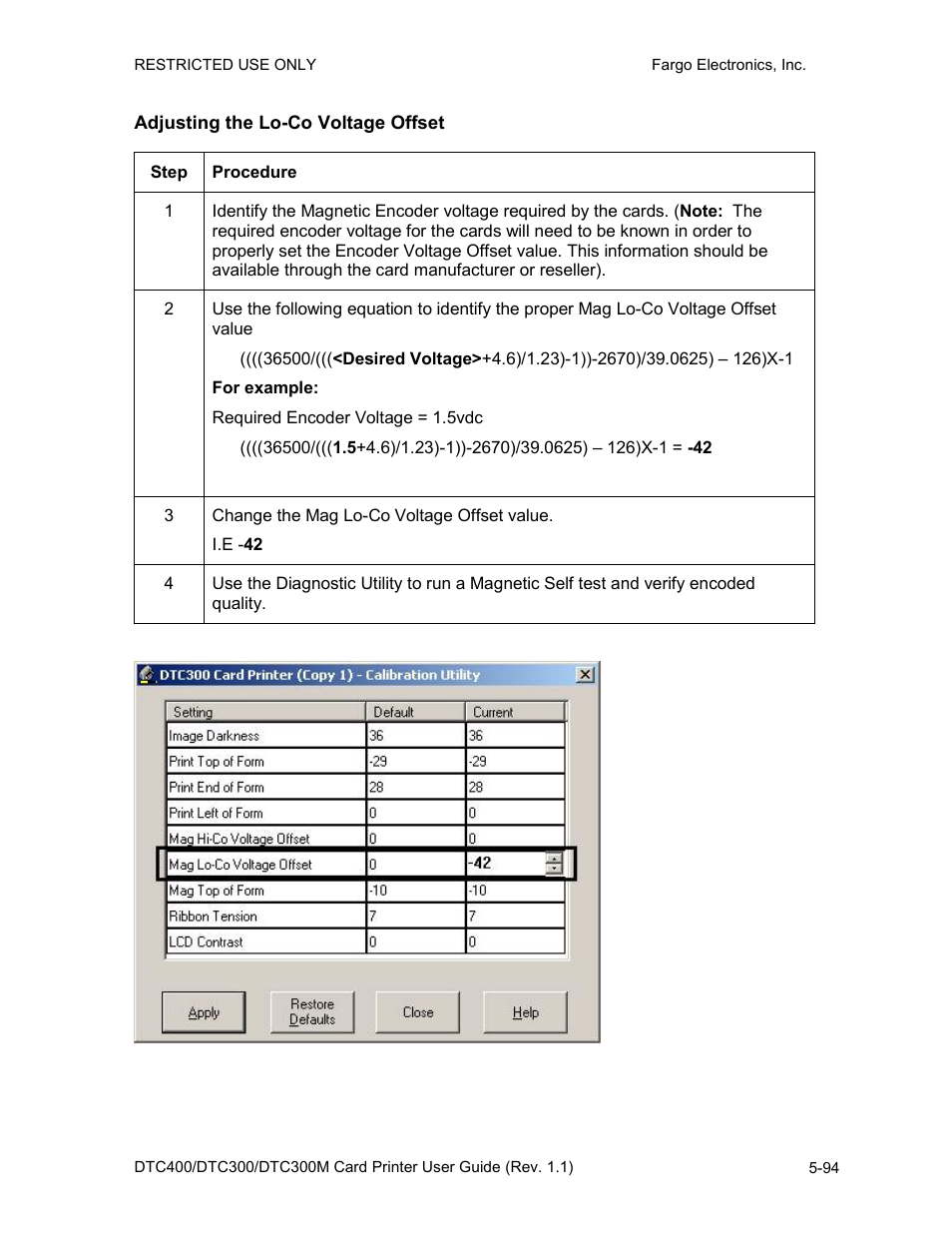 Adjusting the lo-co voltage offset, Adjusting the lo-co voltage offset -94 | FARGO electronic DTC400 User Manual | Page 204 / 278