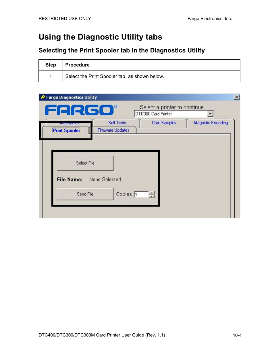 Using the diagnostic utility tabs, Using the diagnostic utility tabs -4 | FARGO electronic DTC400 User Manual | Page 222 / 278