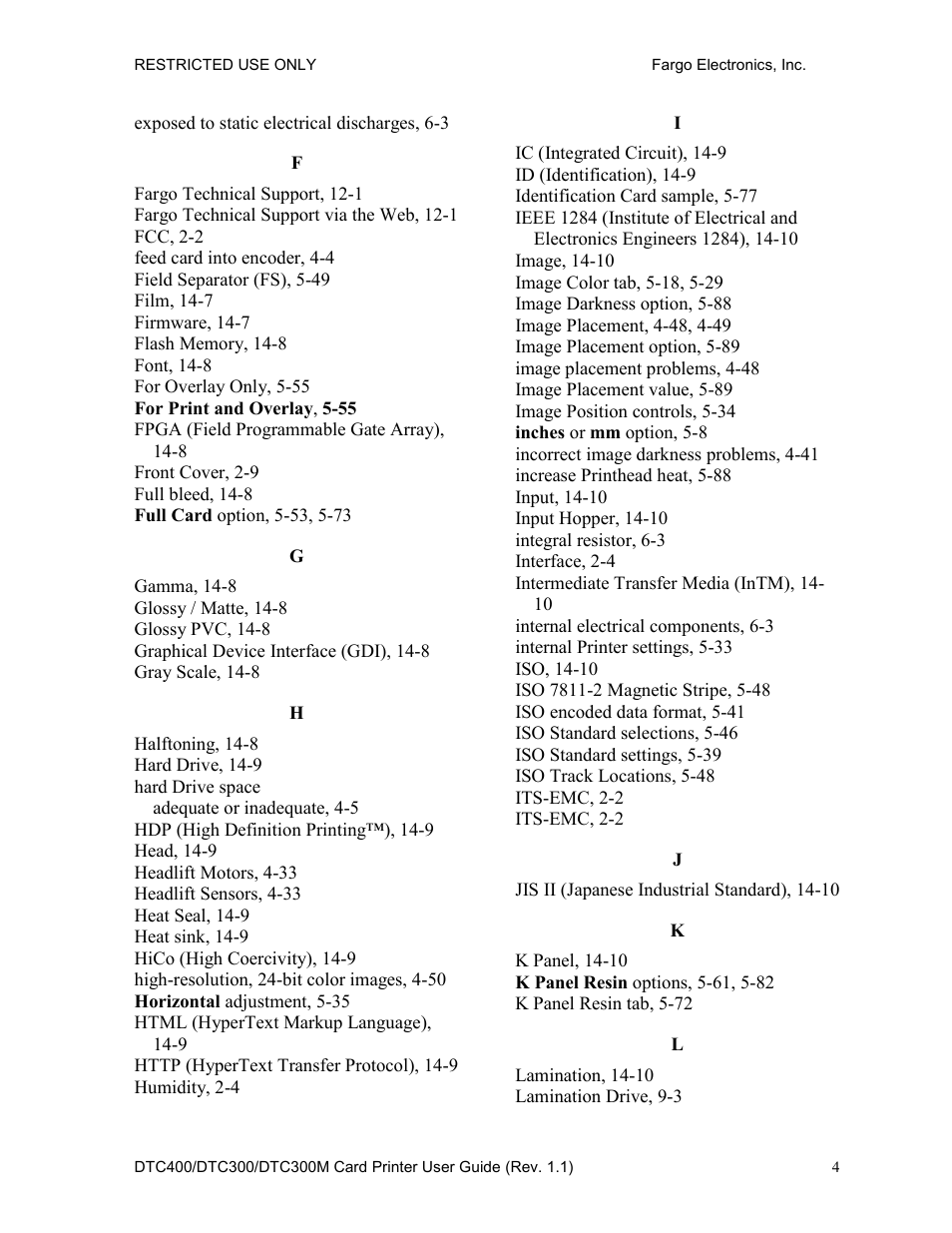 FARGO electronic DTC400 User Manual | Page 274 / 278
