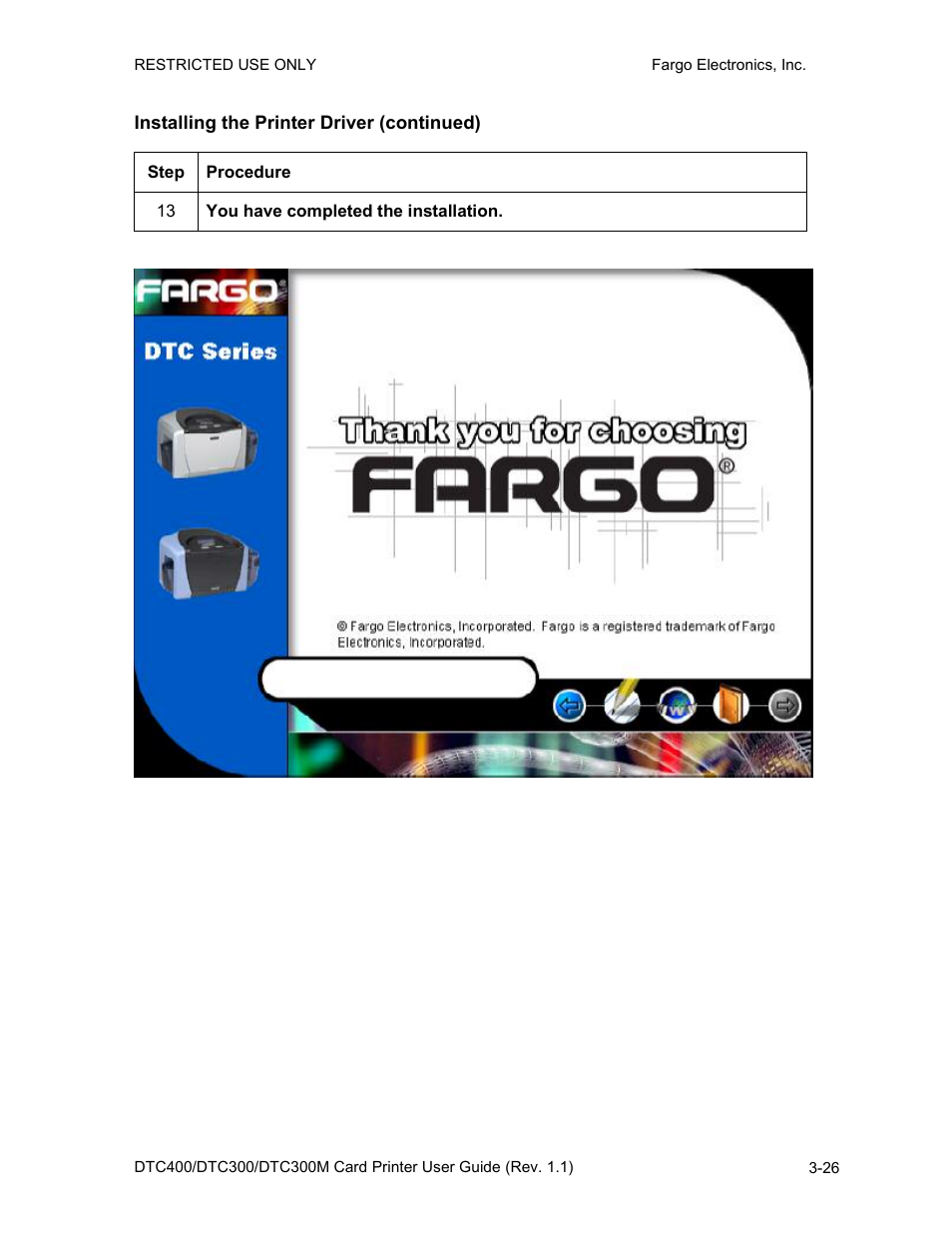 Installing the printer driver (continued), Installing the printer driver (continued) -26 | FARGO electronic DTC400 User Manual | Page 54 / 278