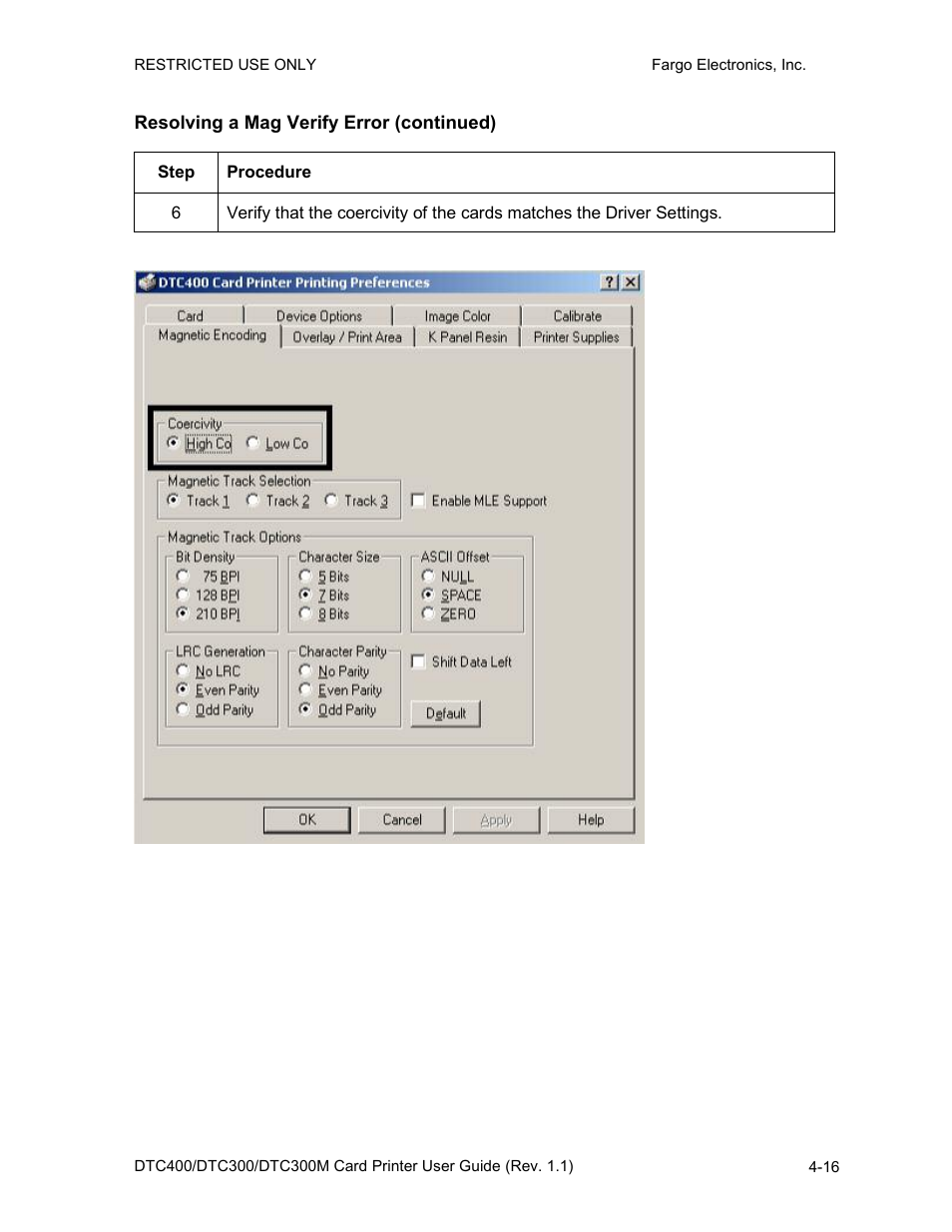 Resolving a mag verify error (continued), Resolving a mag verify error (continued) -16 | FARGO electronic DTC400 User Manual | Page 73 / 278