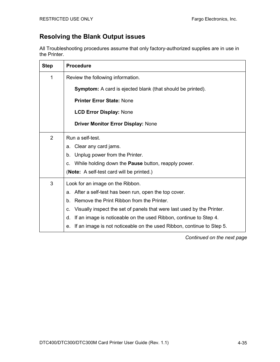 Resolving the blank output issues, Resolving the blank output issues -35 | FARGO electronic DTC400 User Manual | Page 92 / 278