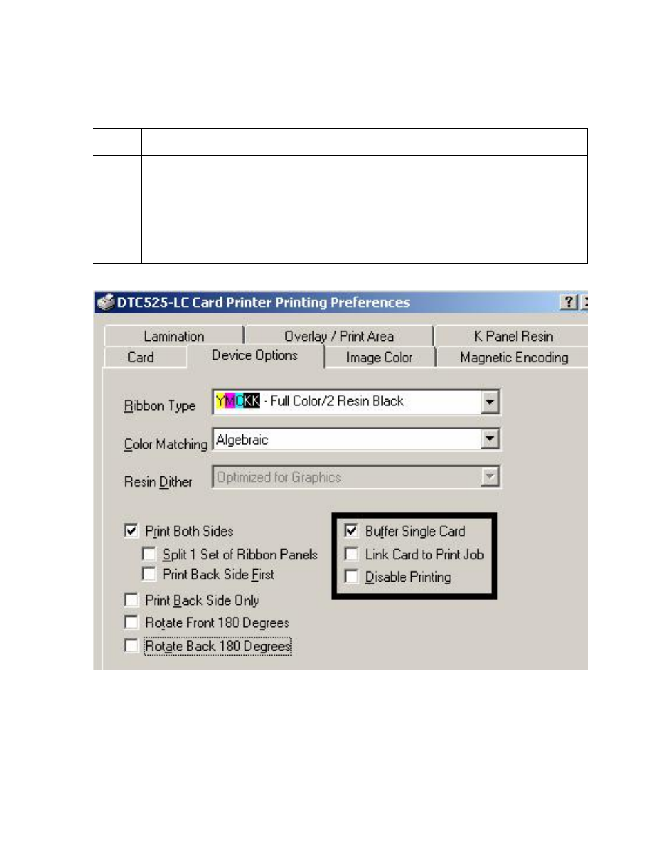 Using the buffer single card option | FARGO electronic DTC500 User Manual | Page 164 / 345