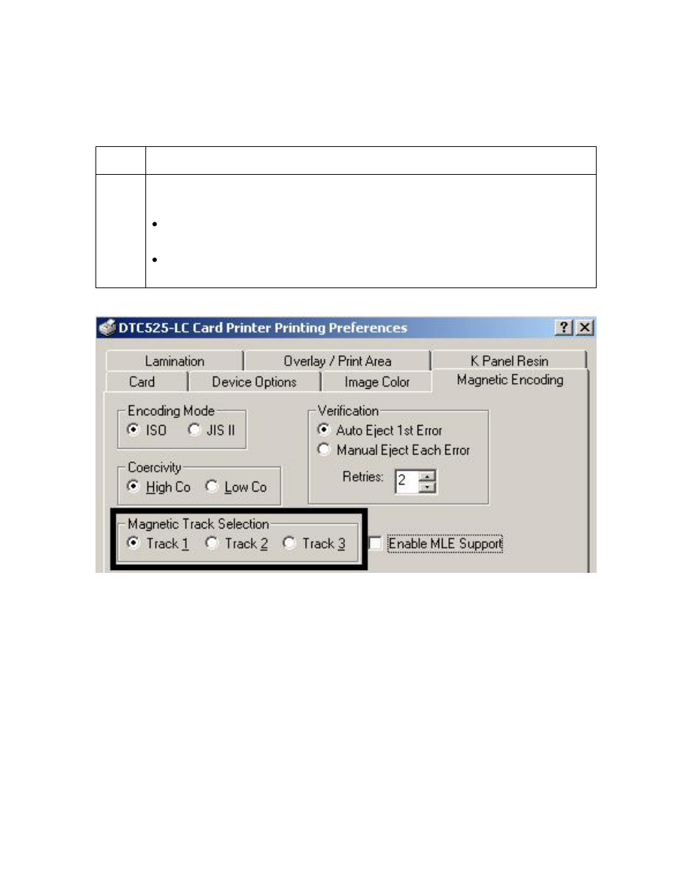 Using the magnetic track selection option | FARGO electronic DTC500 User Manual | Page 187 / 345