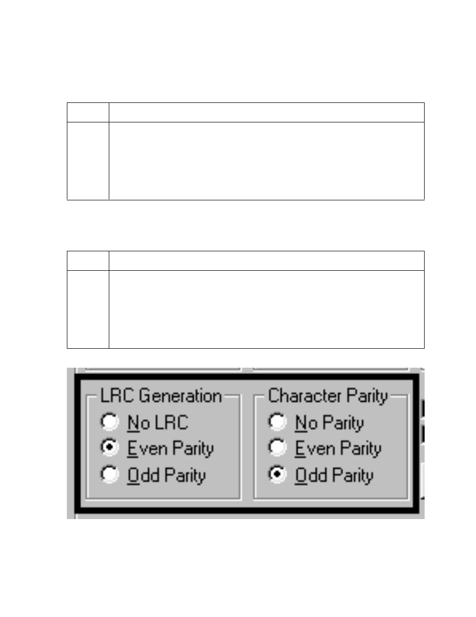 Using the lrc generation radio buttons, Using the character parity radio buttons | FARGO electronic DTC500 User Manual | Page 192 / 345