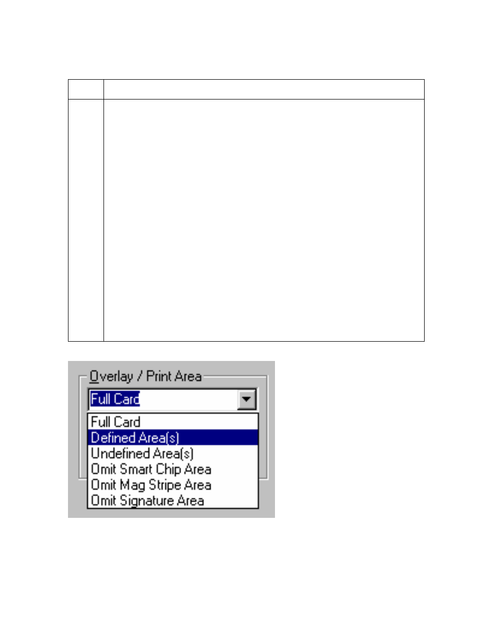 Using the overlay/print area dropdown menu, Using the overlay / print area dropdown menu | FARGO electronic DTC500 User Manual | Page 199 / 345