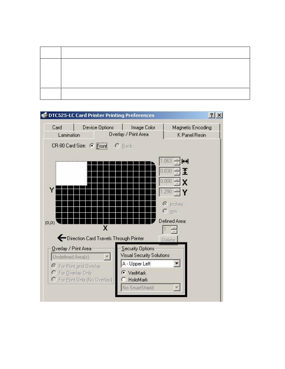 Selecting the verimark radio button | FARGO electronic DTC500 User Manual | Page 211 / 345