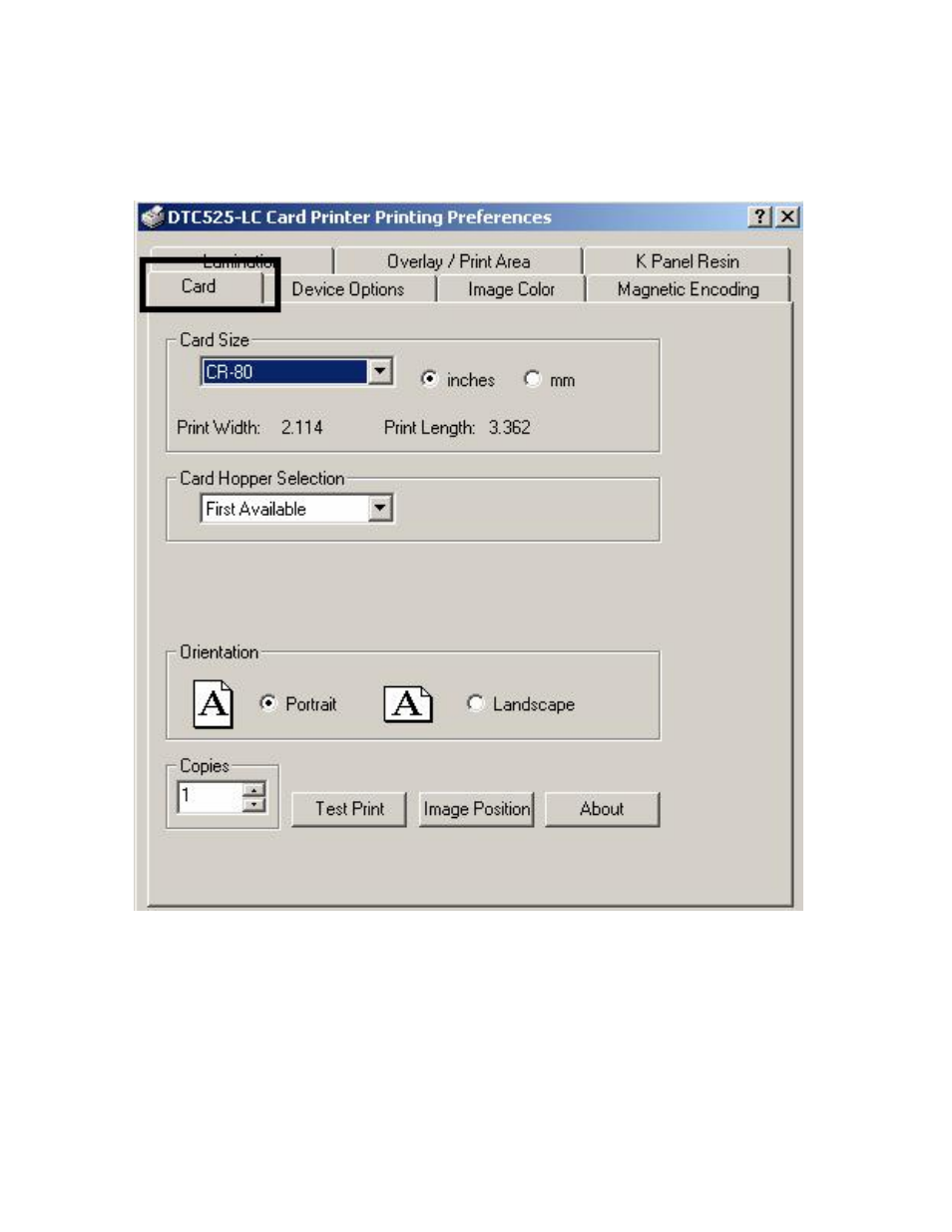 Using the card tab | FARGO electronic DTC500 User Manual | Page 216 / 345