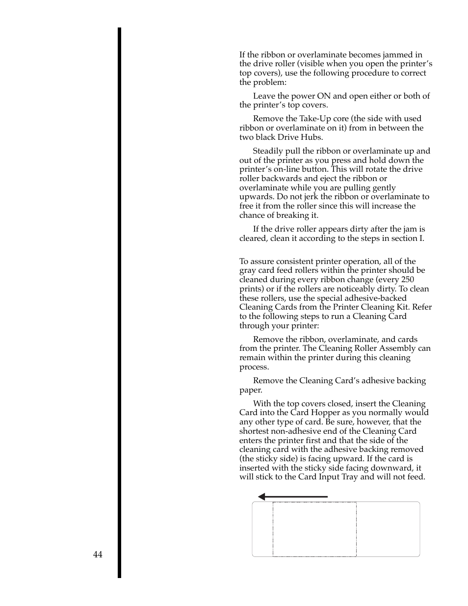 G. clearing a ribbon jam, H. cleaning the card feed rollers | FARGO electronic II User Manual | Page 49 / 70