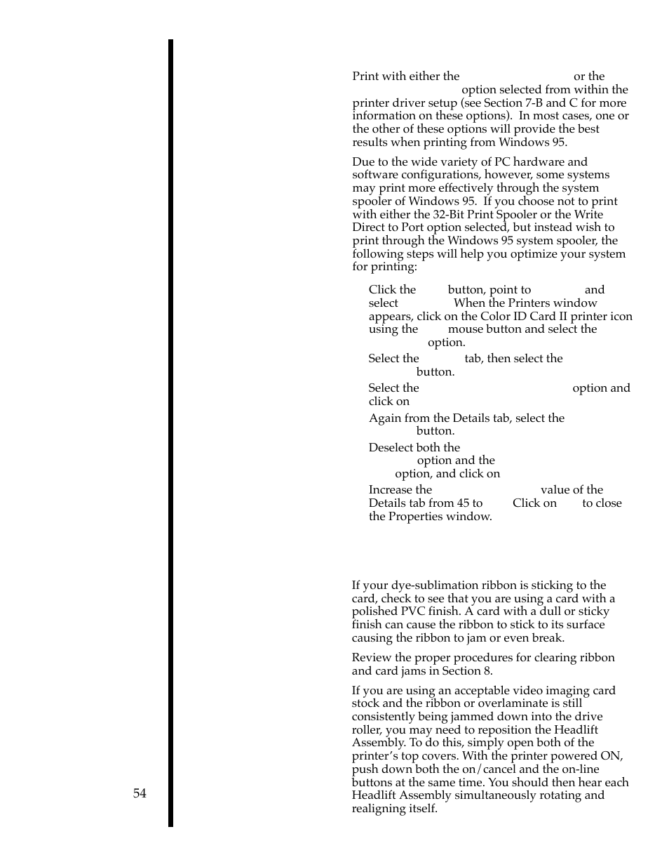 The card, ribbon, or overlaminate is jammed, I’m having problems printing from windows 95 | FARGO electronic II User Manual | Page 59 / 70