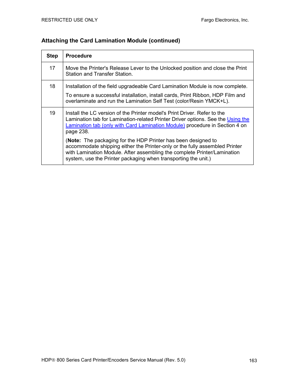 Attaching the card lamination module (continued) | FARGO electronic HDP820 User Manual | Page 177 / 370
