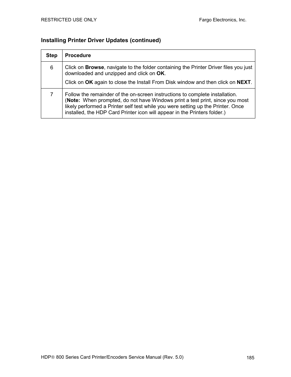 Installing printer driver updates (continued) | FARGO electronic HDP820 User Manual | Page 199 / 370