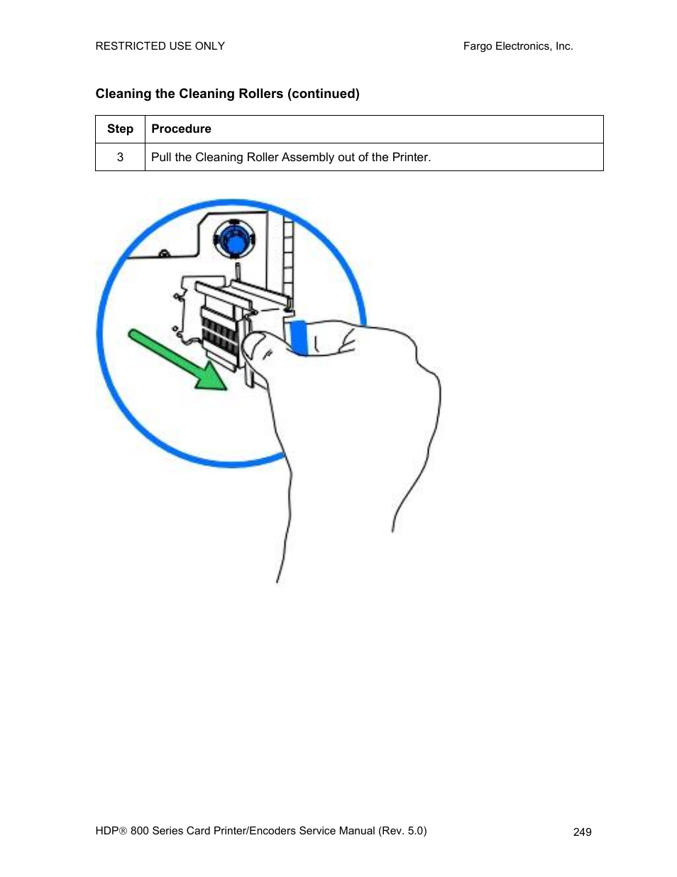 Cleaning the cleaning rollers (continued) | FARGO electronic HDP820 User Manual | Page 263 / 370