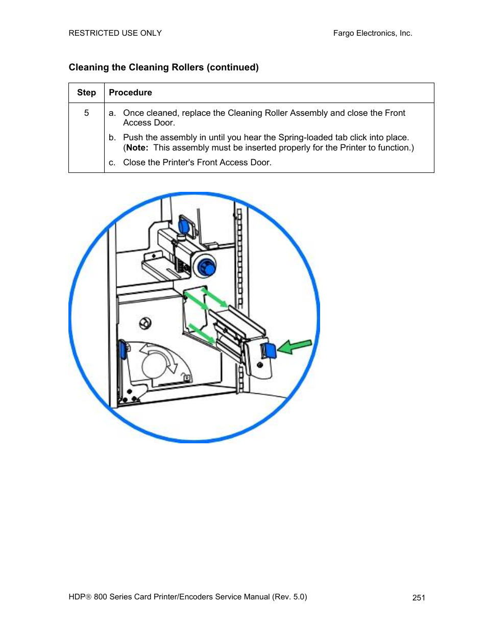 Cleaning the cleaning rollers (continued) | FARGO electronic HDP820 User Manual | Page 265 / 370