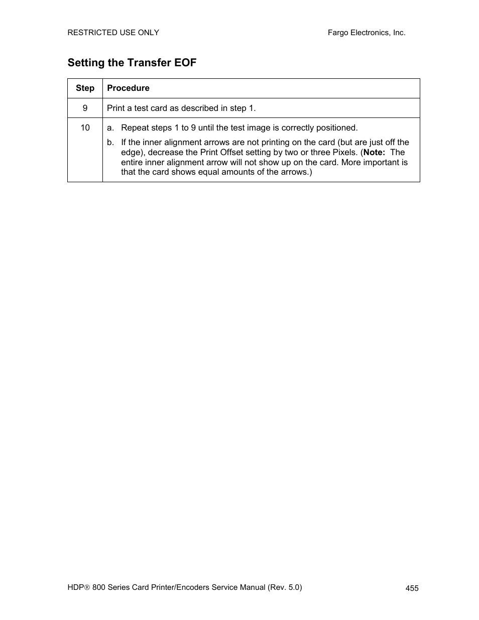 Setting the transfer eof | FARGO electronic HDP820 User Manual | Page 290 / 370