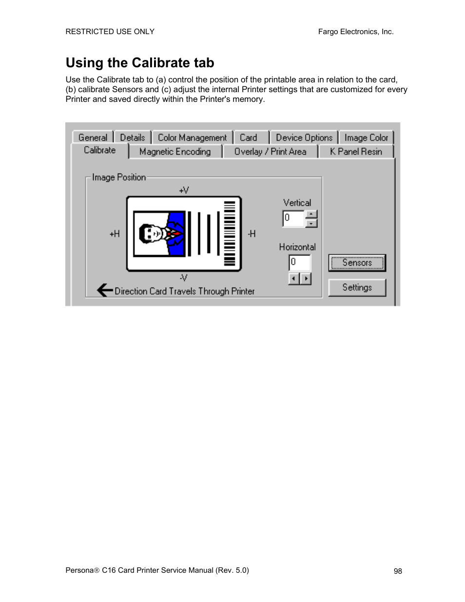 Using the calibrate tab | FARGO electronic C16 User Manual | Page 107 / 259