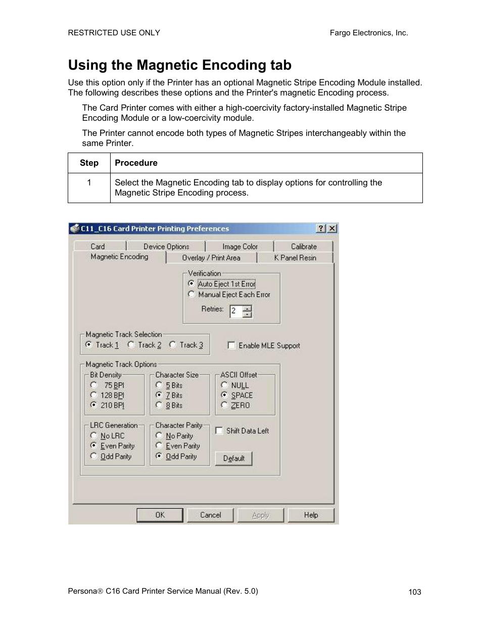 Using the magnetic encoding tab | FARGO electronic C16 User Manual | Page 112 / 259