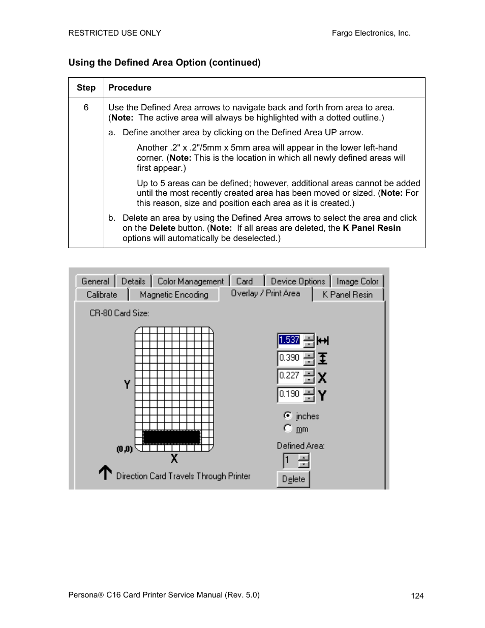 Using the defined area option (continued) | FARGO electronic C16 User Manual | Page 133 / 259