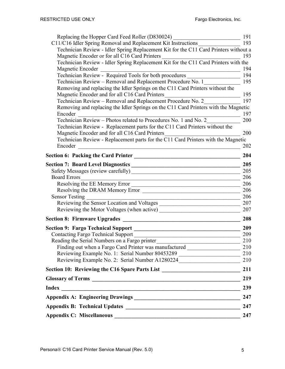 Section 1: specifications | FARGO electronic C16 User Manual | Page 14 / 259