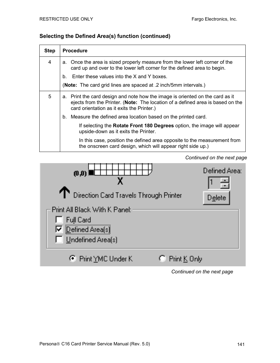 Selecting the defined area(s) function (continued) | FARGO electronic C16 User Manual | Page 150 / 259