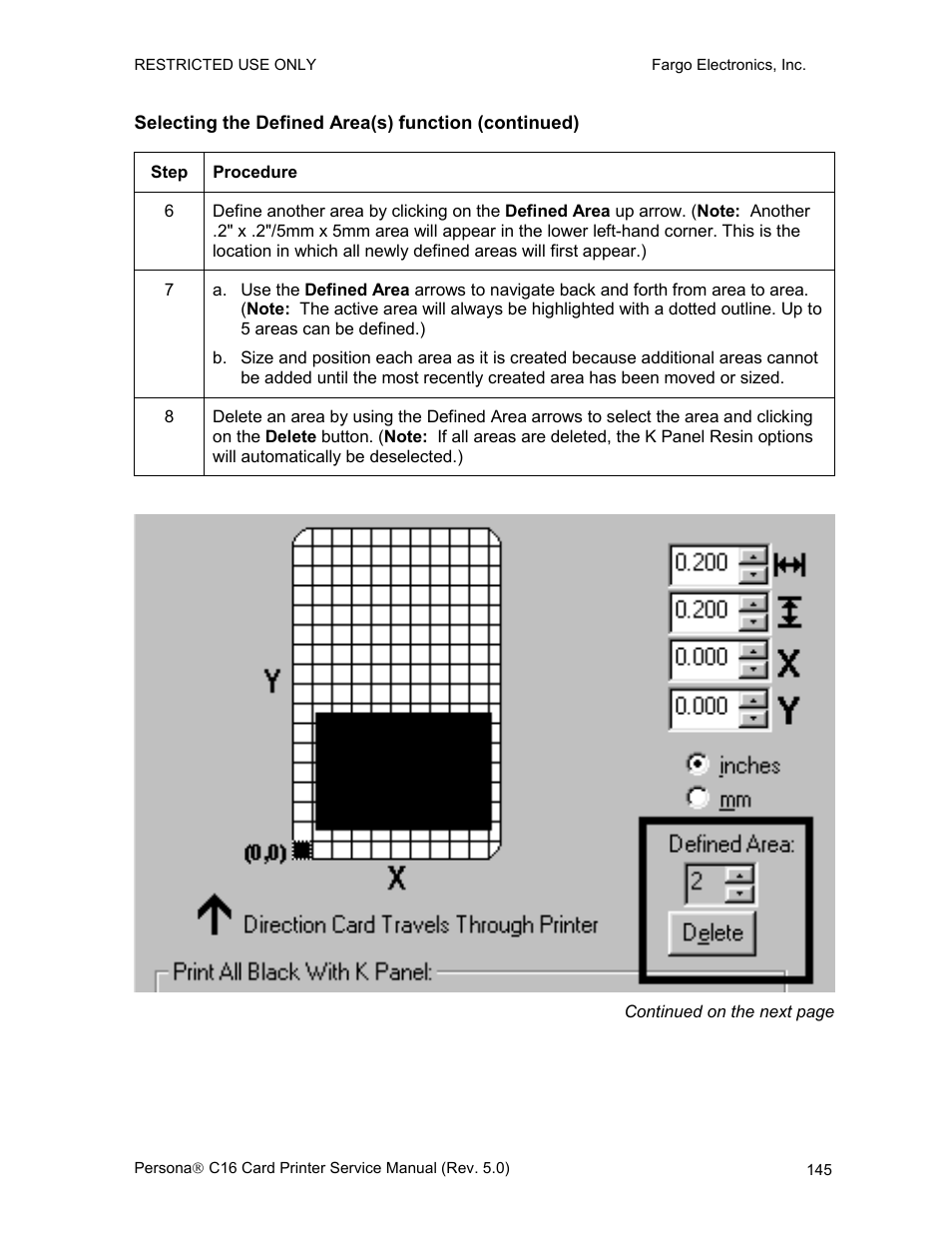 Selecting the defined area(s) function (continued) | FARGO electronic C16 User Manual | Page 154 / 259