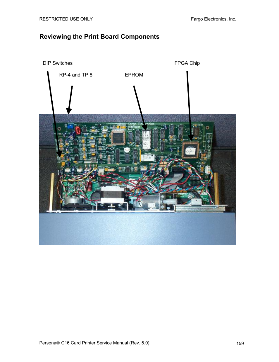 Reviewing the print board components | FARGO electronic C16 User Manual | Page 168 / 259