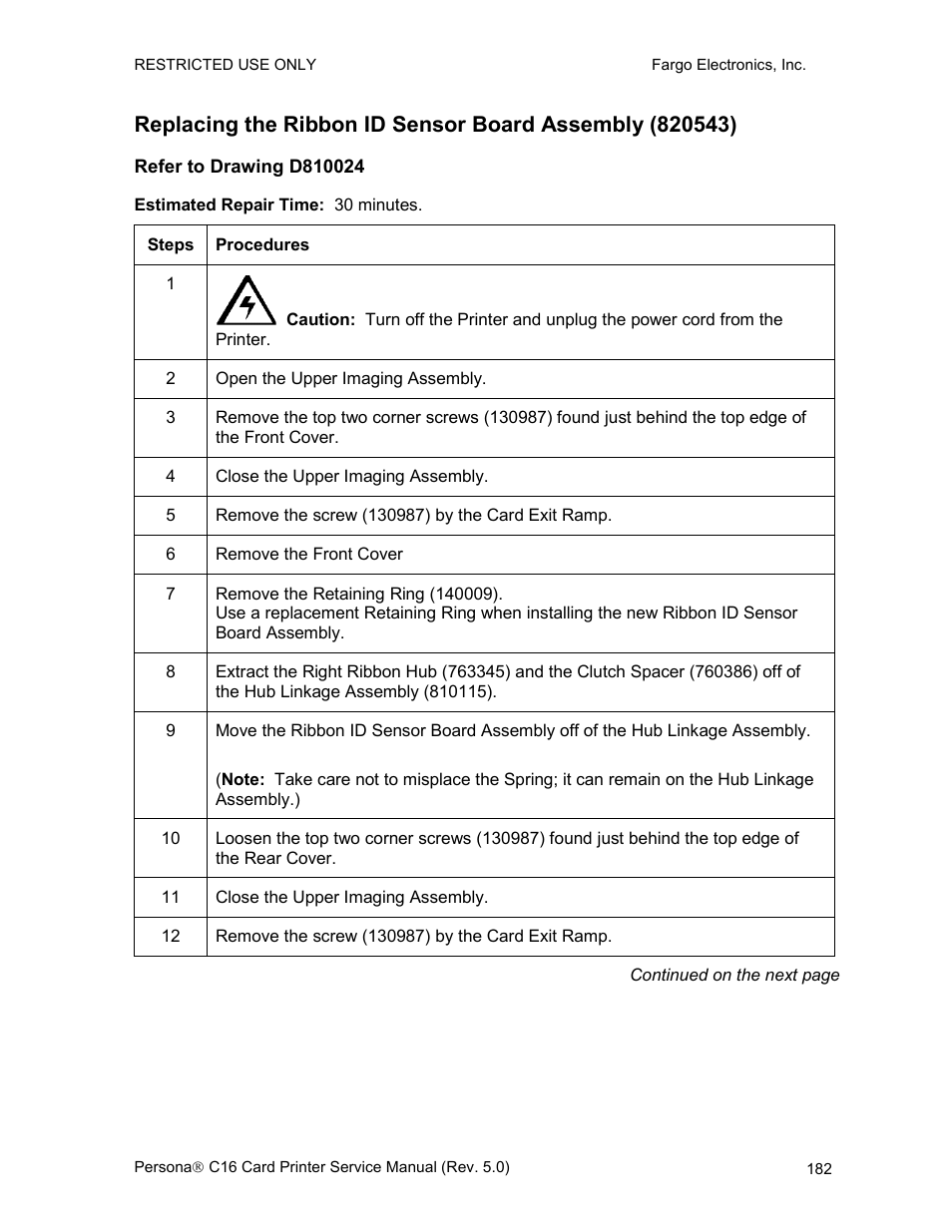 Refer to drawing d810024 | FARGO electronic C16 User Manual | Page 191 / 259