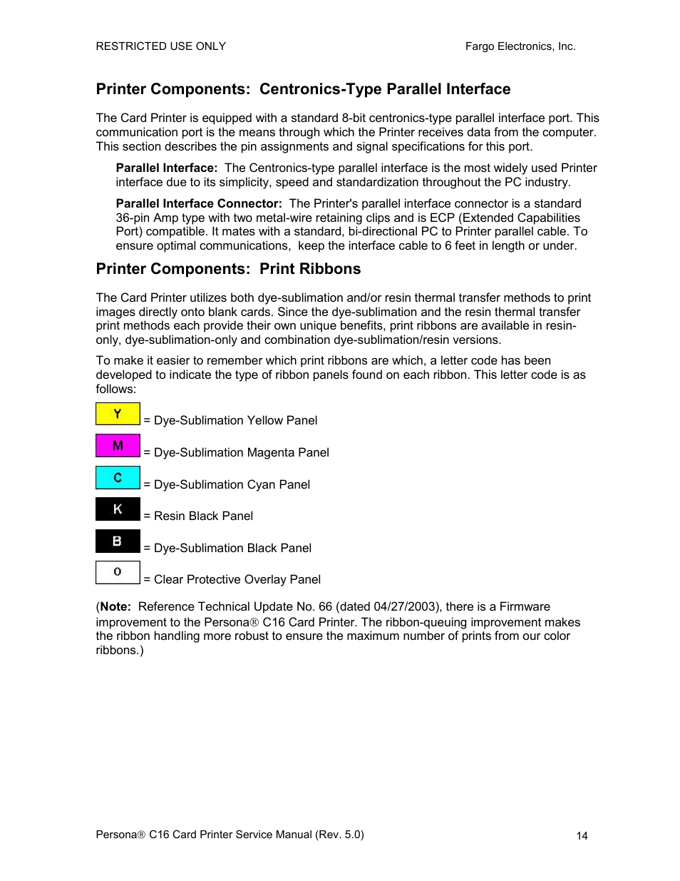 Printer components: print ribbons | FARGO electronic C16 User Manual | Page 23 / 259