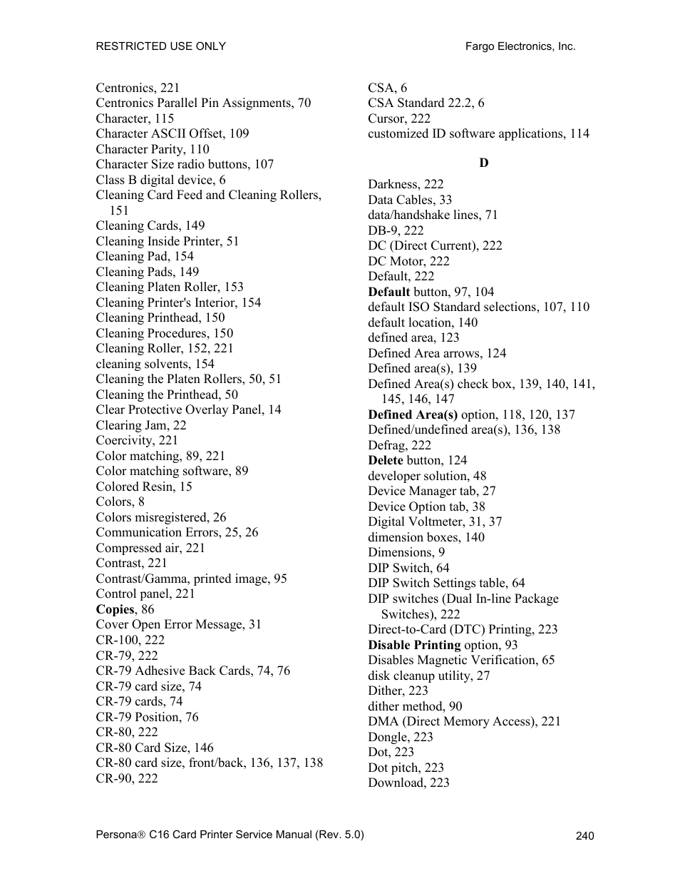 FARGO electronic C16 User Manual | Page 249 / 259