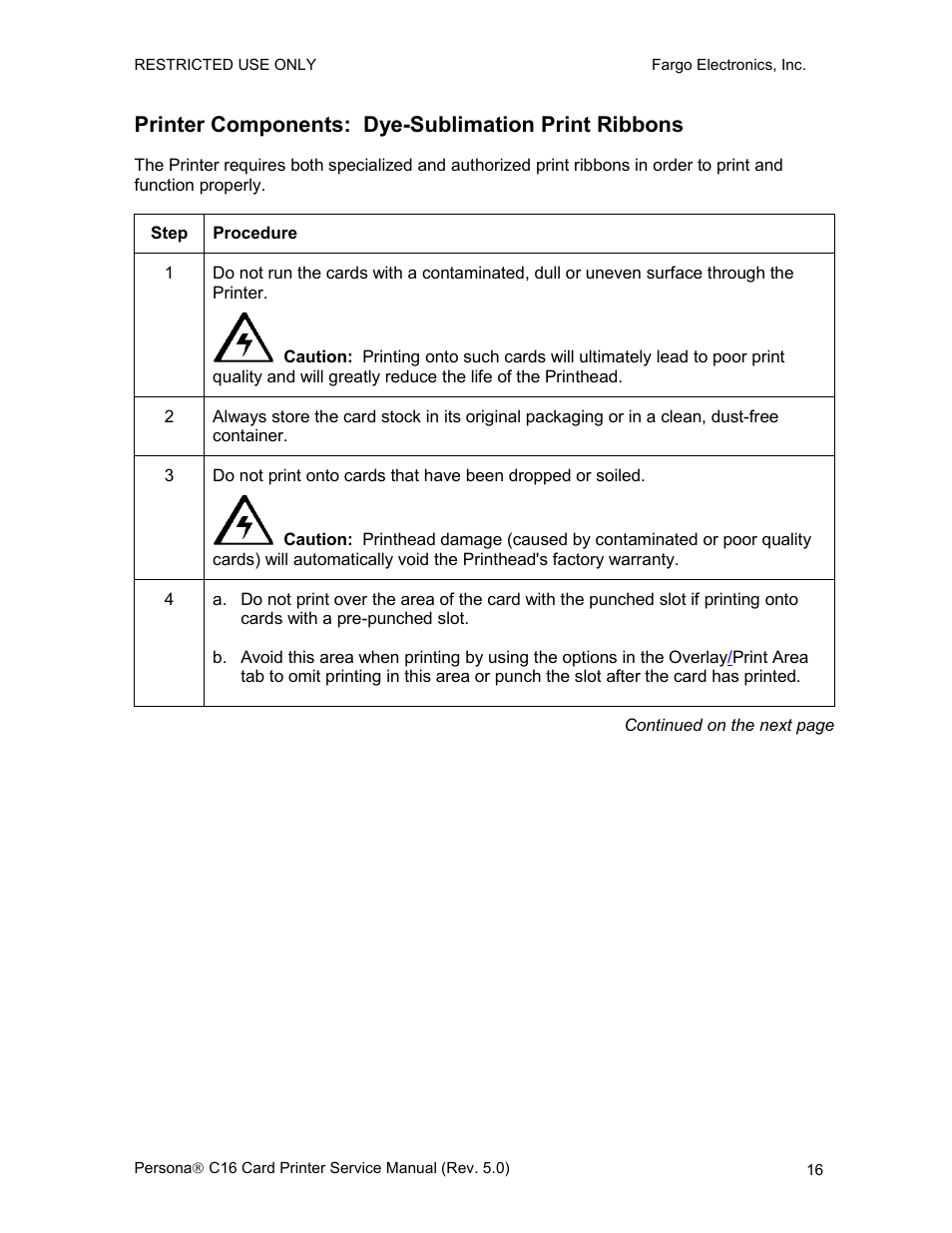 Printer components: dye-sublimation print ribbons | FARGO electronic C16 User Manual | Page 25 / 259