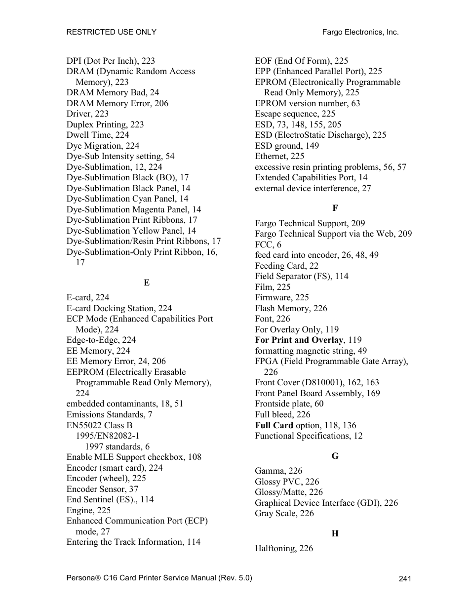 FARGO electronic C16 User Manual | Page 250 / 259