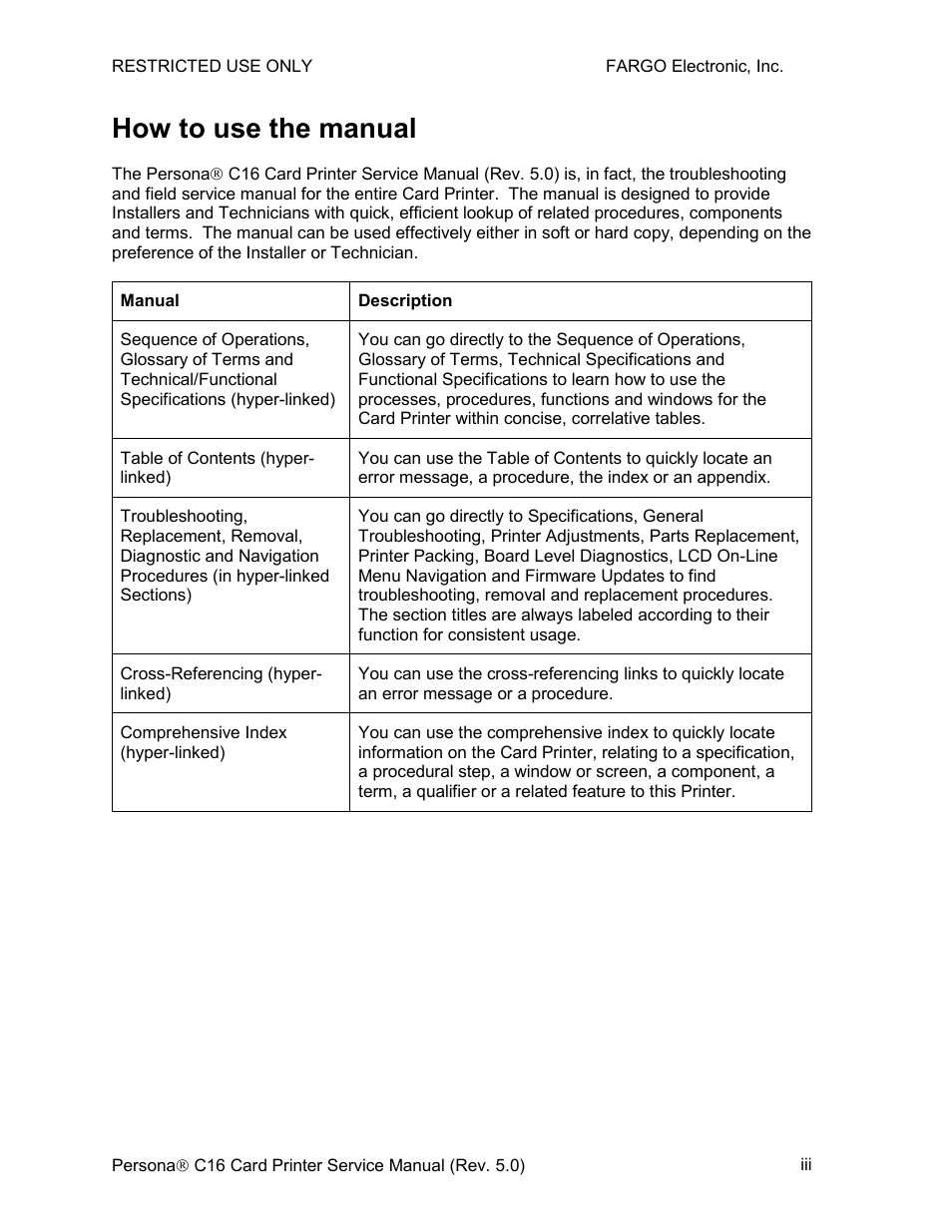 How to use the manual | FARGO electronic C16 User Manual | Page 3 / 259